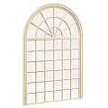 Arched Lattice Windows In Black Natural Light Wood Finishes With Grid Design For Home Decor