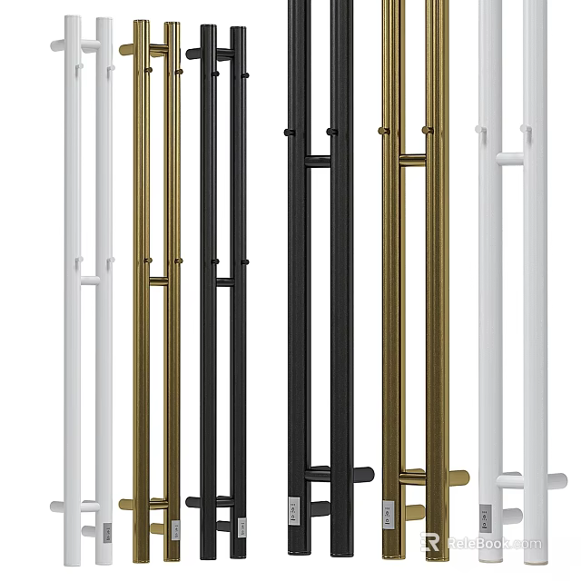 Modern Metal Poles Available In White Gold And Black Color Choices 3d model 