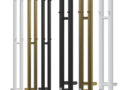 Modern Metal Poles Available In White Gold And Black Color Choices 3d model