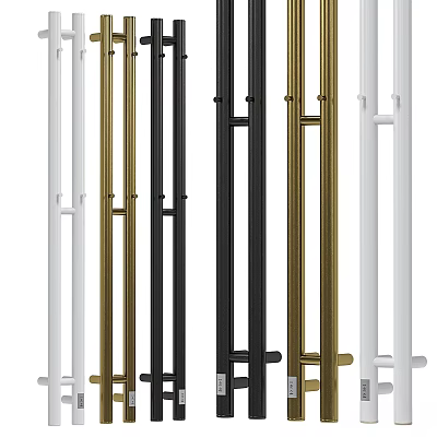Modern Metal Poles Available In White Gold And Black Color Choices 3d model
