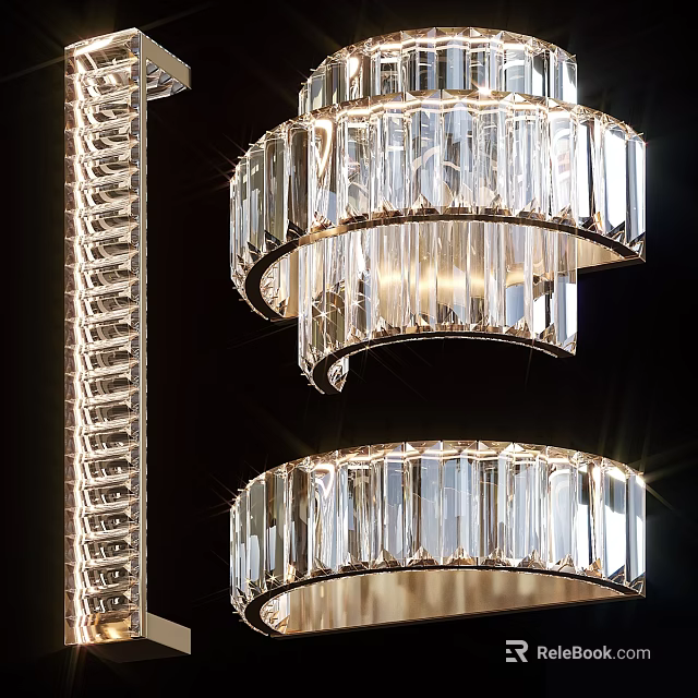 Elegant Modern Crystal Wall Lamp With Double Layer Transparent Design For Home Decor 3d model