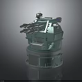 Turquoise Military Weapon System With Multiple Barrels And Cylindrical Base