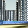 Aerial View Of High Rise Residential Complex With Green Spaces And Circular Plaza