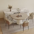 Modern Island Table Round Dining Table and Chair 3d model