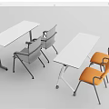 Two White Desks with Gray and Orange Chairs Simple Modern Design