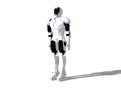 Game And Movie Robot Character With Mechanical Armor White Black Design And Blue Details 3d model
