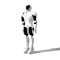 Game And Movie Robot Character With Mechanical Armor White Black Design And Blue Details