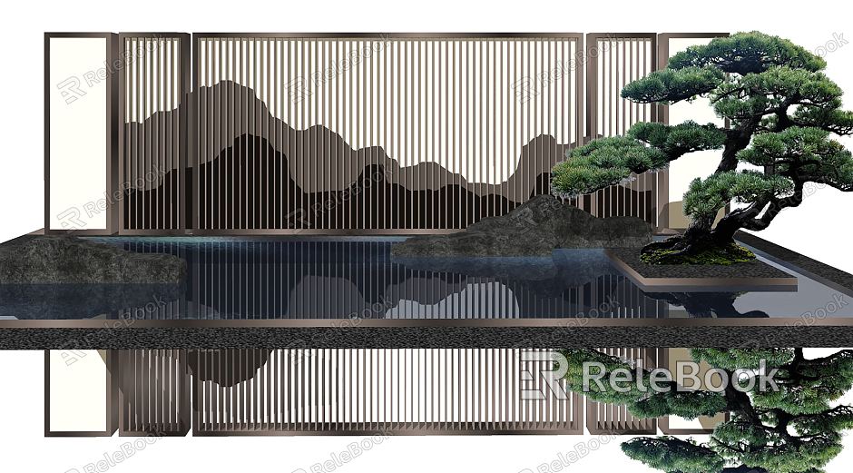 New Chinese Style Scenery Wall model