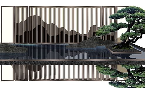 New Chinese Style Scenery Wall 3d model