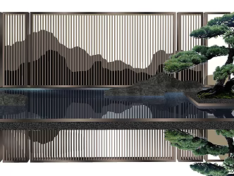 New Chinese Style Scenery Wall 3d model