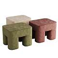 Modern Textured Sofa Stools in Three Colors Beige Green Red for Living Room