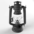 Vintage Candle Lamp With Black Metal Frame Glass Shade And Wire Guard