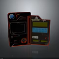 Red Vintage Handheld Game Console With Green Screen And Control Buttons 3d model