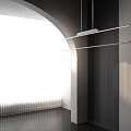 Modern Linear Pendant Light With Black And Silver Metal Design In Minimalist Interior