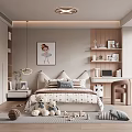 Cozy Kids Bedroom With Plush Toys Decorative Painting And Study Desk