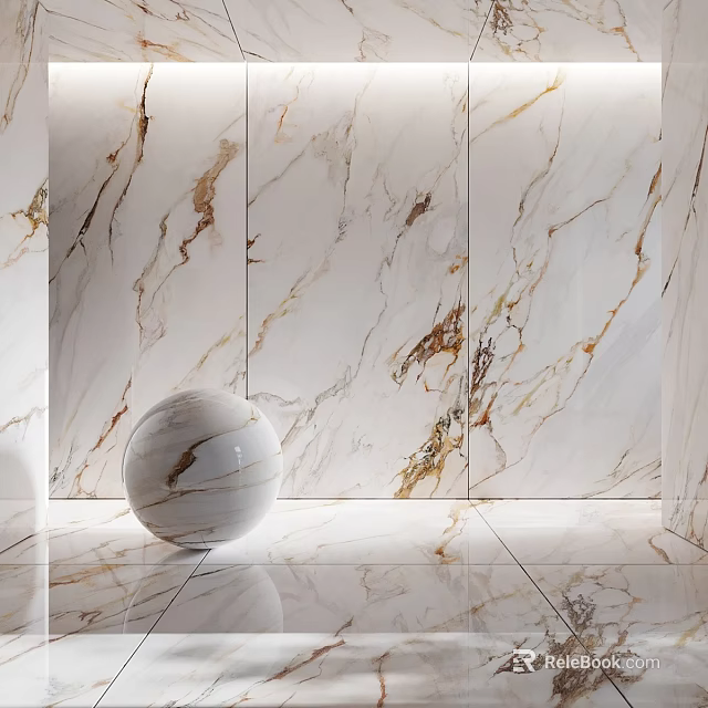 Elegant Marble Wall And Floor Components With Spherical Interior Decorative Ornament 3d model