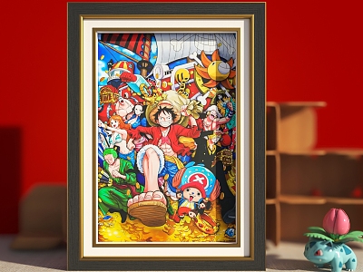 Decorative Painting Three-dimensional Painting Three-dimensional Decorative Painting Luffy One Piece Cartoon Characters model