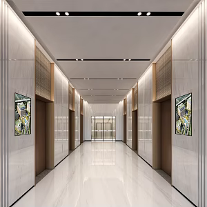 modern elevator hall 3d model