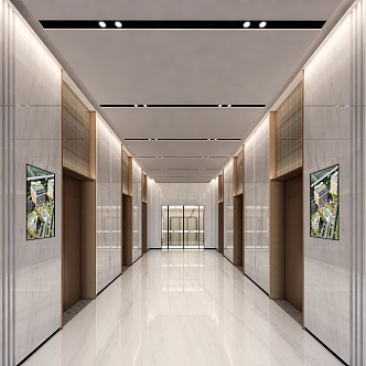 modern elevator hall 3d model