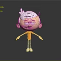 Frowning Cartoon Character With White Hair Orange Shirt Blue Pants White Shoes On Gray Background
