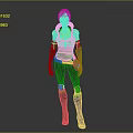 3D Rendered Female Game and Movie Character Wearing Tank Top Arm Guards and Long Boots
