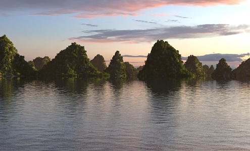 Modern Lake Guilin Landscape 3d model