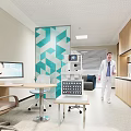 Modern Hospital Outpatient Clinic Interior Design With Medical Equipment And Doctor
