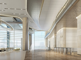 Modern Hall Office Building Lobby 3d model