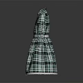 Green And White Plaid Long Sleeve Shirt Collar Dress With Belt And Lace Trim
