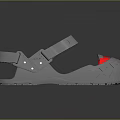 Gray Casual Sandals With Adjustable Strap Red Toe Cap And Comfortable Sole Design 3d model