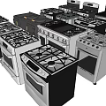 Various Kitchen Appliances Collection Featuring Modern Stainless Steel Stoves And Ovens