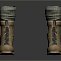 Brown Leather Boots With Laces And Gray Knitted Cuffs For Everyday Wear