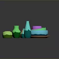 Exquisite Colorful Sculpture Carvings Featuring Stacked Bowls And Ceramic Vases Artwork