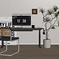 Modern medieval desk and chair computer desk lamp sound 3d model