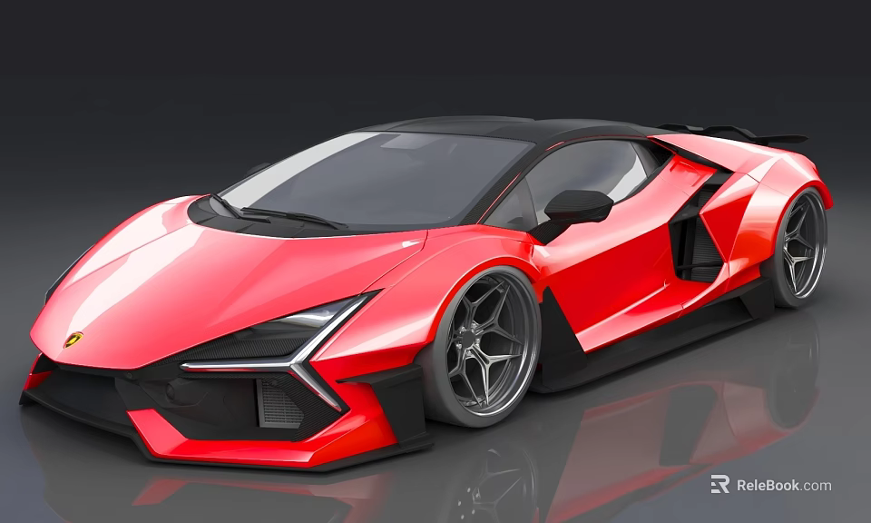 Red Sports Car With Modern Aerodynamic Design Sleek Body And Large Alloy Wheels 3d model 