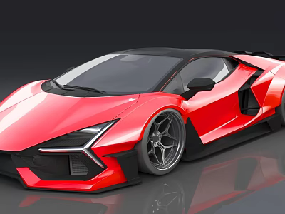 Red Sports Car With Modern Aerodynamic Design Sleek Body And Large Alloy Wheels 3d model