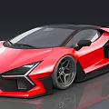 Red Sports Car With Modern Aerodynamic Design Sleek Body And Large Alloy Wheels