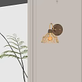 Modern Indoor Wall Sconce With Geometric Metal Frame And Warm Light Near Green Plant