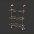 Industrial Style Three Tier Wooden Shelving Unit with Black Metal Frame and Rolling Casters