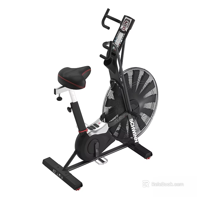 Air Resistance Exercise Bike With Black Red Design Comfortable Seat And Digital 3d model 