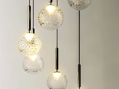 Modern Textured Glass Globe Pendant Lights With Black Metal Rods For Interior Decor 3d model