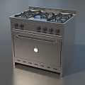 Modern Stainless Steel Gas Stove With Oven Multiple Burners And Control Knobs 3d model