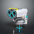 Sci Fi Energy Weapon With White Body Yellow Top Blue Hexagons And Glowing Base