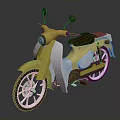 Yellow Classic Motorcycle with Brown Leather Seat Chrome Wheels and Sleek Body Design
