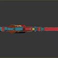 Vibrant Toy Gun Featuring Red Blue Colors and Chips Can Attachment with Destroy Trouble Text