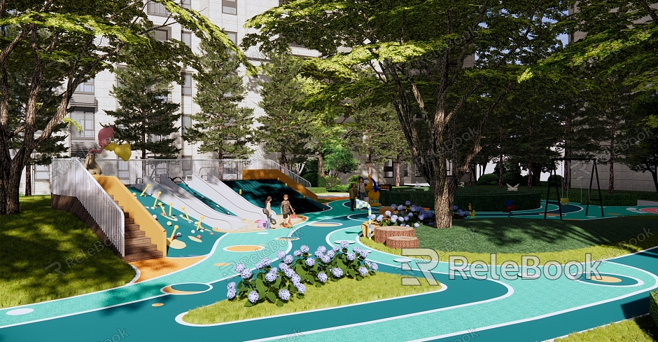 Modern children's play area curve children's play area forest maze park maze hedge children's play equipment sub-activity park model