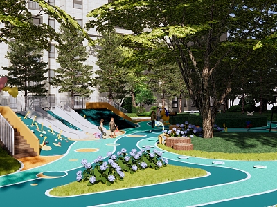 Modern children's play area curve children's play area forest maze park maze hedge children's play equipment sub-activity park model