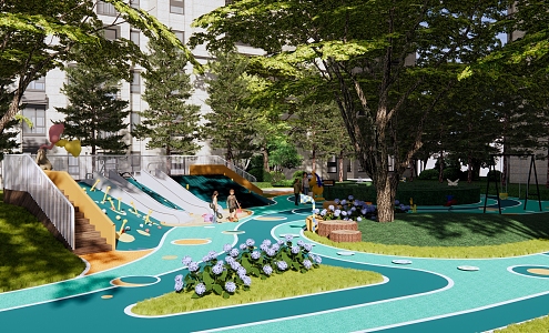 Modern children's play area curve children's play area forest maze park maze hedge children's play equipment sub-activity park 3d model