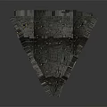 Futuristic Architectural Structure Composed Of Multiple Building Units With Geometric Design And Metallic Texture