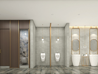 Light Luxury Toilet Public Toilet 3d model